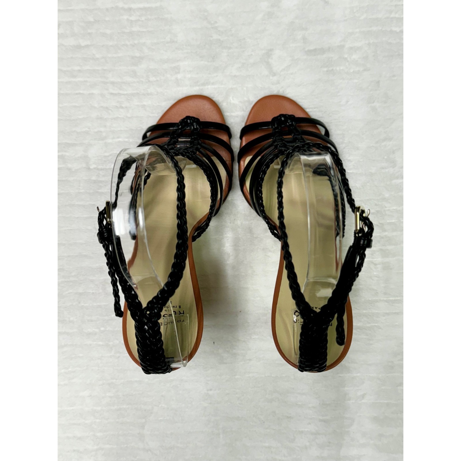Francesco Russo Braided Ankle Strap Heeled Sandal, Black, Sz 38 — image 3 of 8